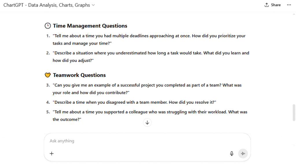 ChatGPT prompts for behavioral questions